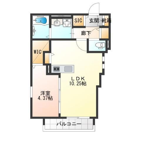 住之江区浜口西1丁目共同(1LDK/3階)の間取り写真