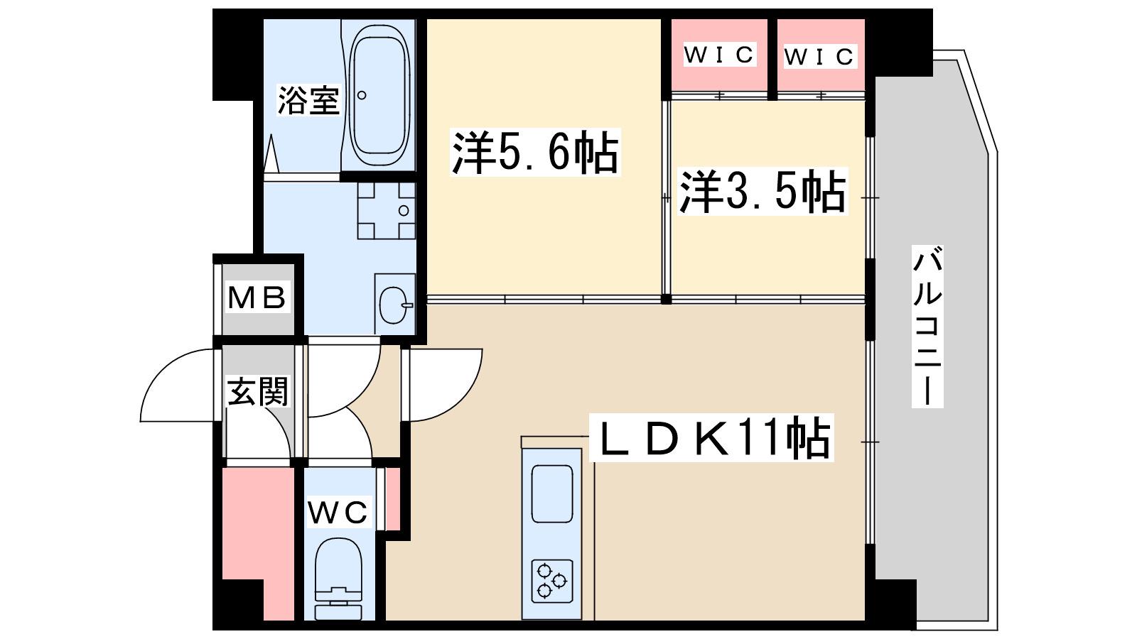 セレニテ梅田北グランデ(2LDK/14階)の間取り写真