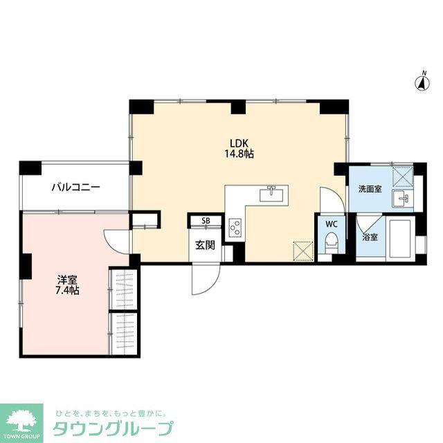 SOLUM世田谷砧(1LDK/4階)の間取り写真