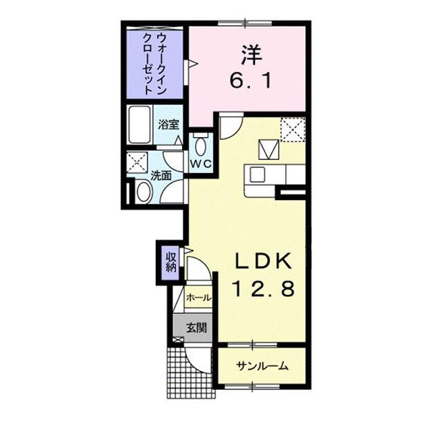 クラシオンA(1LDK/1階)の間取り写真