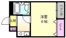 さつきハイツ(ワンルーム/3階)の間取り写真