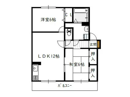 パークヒルイガワ(2LDK/1階)の間取り写真