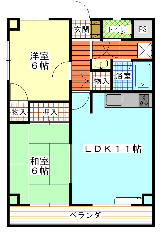 ウィング58(2LDK/3階)の間取り写真