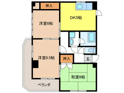 トヨダハイビル(3DK/4階)の間取り写真