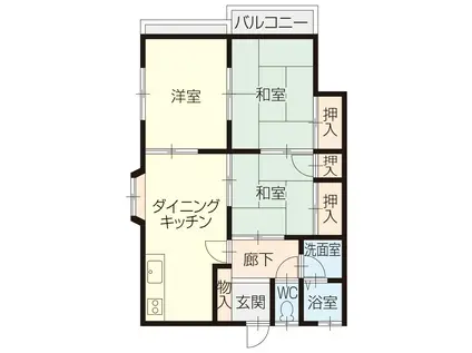 山口アパート 3号(3DK/2階)の間取り写真