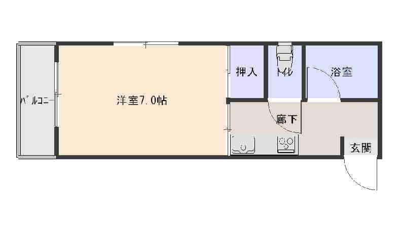 ハイツ苅田(1K/2階)の間取り写真
