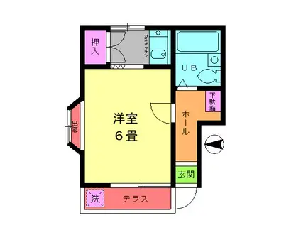 K2ハウス(1K/1階)の間取り写真