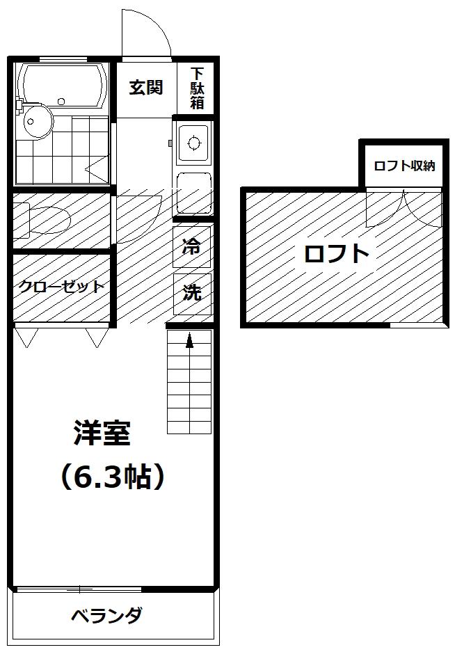 エステートピュア立石I(1K/2階)の間取り写真