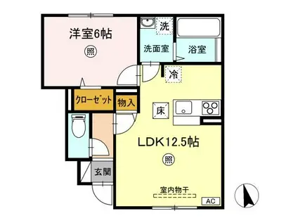 メゾン花見山 II(1LDK/1階)の間取り写真