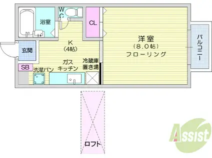 H&M HOUSE(1K/1階)の間取り写真