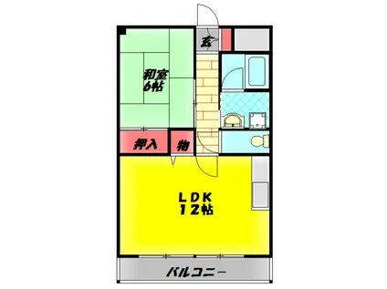 ヤマサ第6マンション(1LDK/2階)の間取り写真
