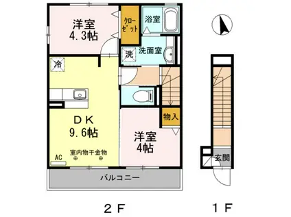 アプローズ(2LDK/2階)の間取り写真