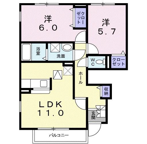 サニーメゾン(2LDK/1階)の間取り写真