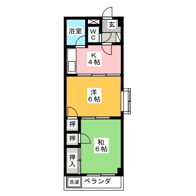 三橋コーポ(2K/3階)の間取り写真
