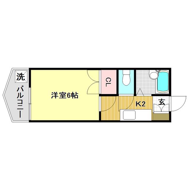 スカイプラザ新田(1K/7階)の間取り写真
