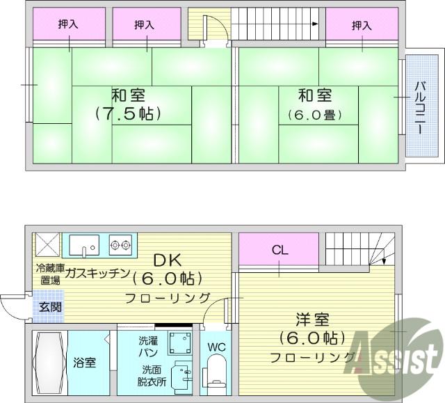 コーポエム(3DK/1階)の間取り写真