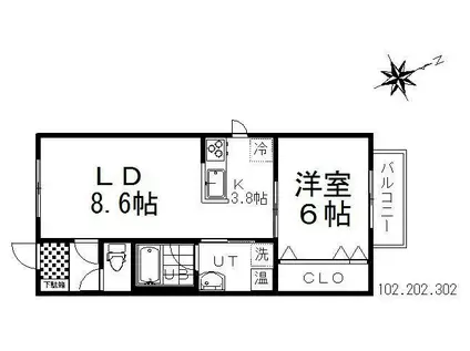 ORANGE´-A(1LDK/3階)の間取り写真