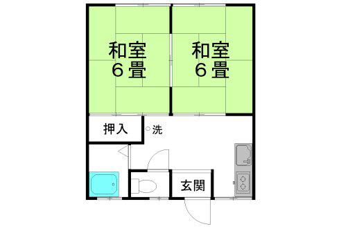 ハウスナリタ(2DK/2階)の間取り写真