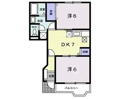ローズマリーI(2DK/1階)の間取り写真