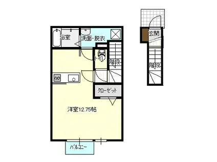 プラウド(ワンルーム/2階)の間取り写真