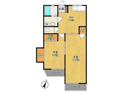 グリンパーク(2DK/2階)の間取り写真