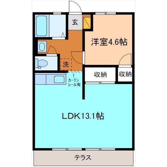福田ハイツ A棟(1LDK/1階)の間取り写真