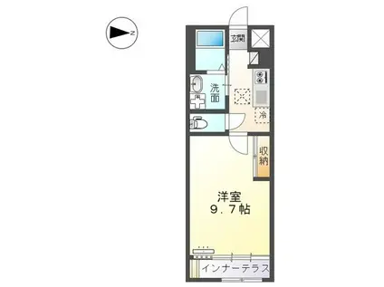 ガーデン(1K/1階)の間取り写真