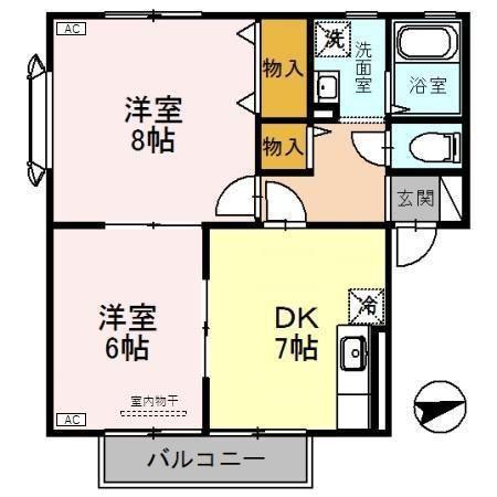 イーストサンライズI(2DK/1階)の間取り写真