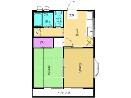 レジデンスクロス(2DK/2階)の間取り写真