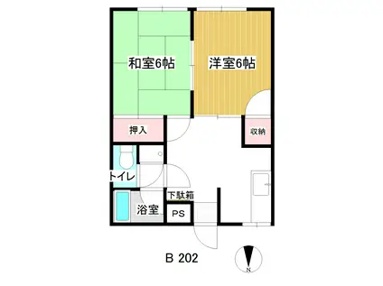 光コーポB(2DK/2階)の間取り写真