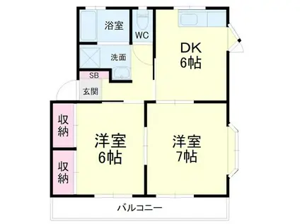 シティーベル(2DK/1階)の間取り写真