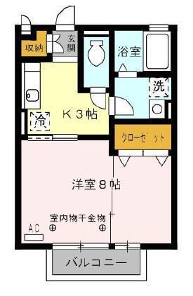 メゾン左富士A(1K/1階)の間取り写真