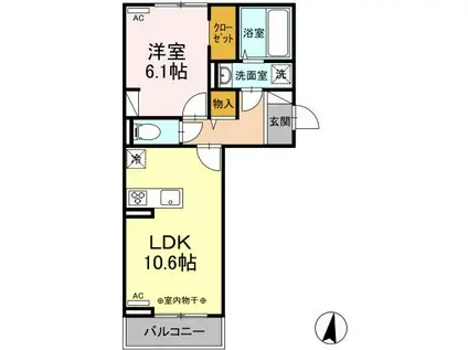 COZY COURT(1LDK/3階)の間取り写真
