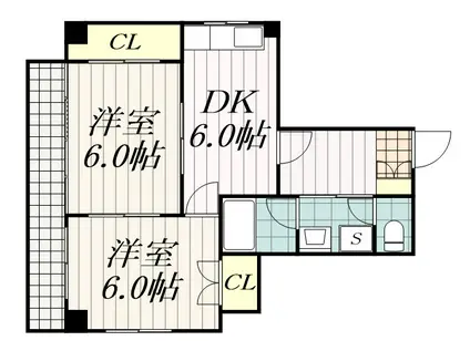 BELLIS(2DK/8階)の間取り写真
