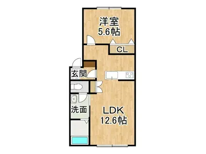 NOIR II(1LDK/2階)の間取り写真