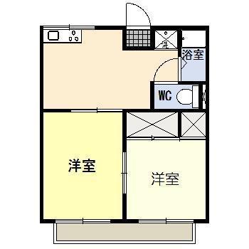 朝日コーポ(2DK/2階)の間取り写真
