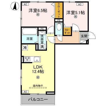 D-REGALO二の宮(2LDK/3階)の間取り写真