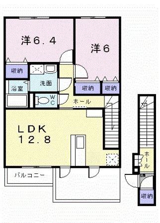 ジェルメスクエア(2LDK/2階)の間取り写真