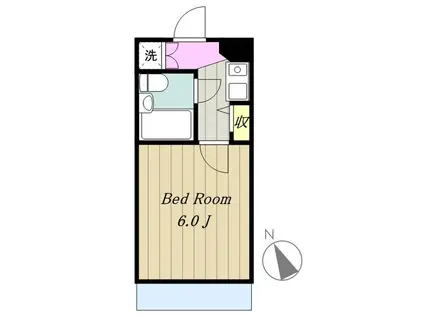 キャトルセゾン東橋本(1K/1階)の間取り写真