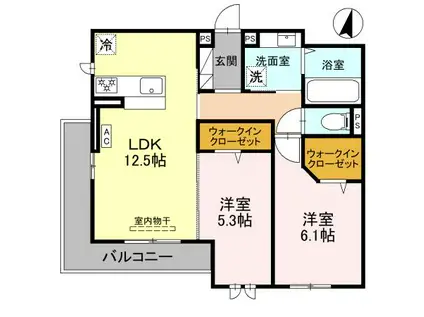 トリシア武庫川(2LDK/2階)の間取り写真