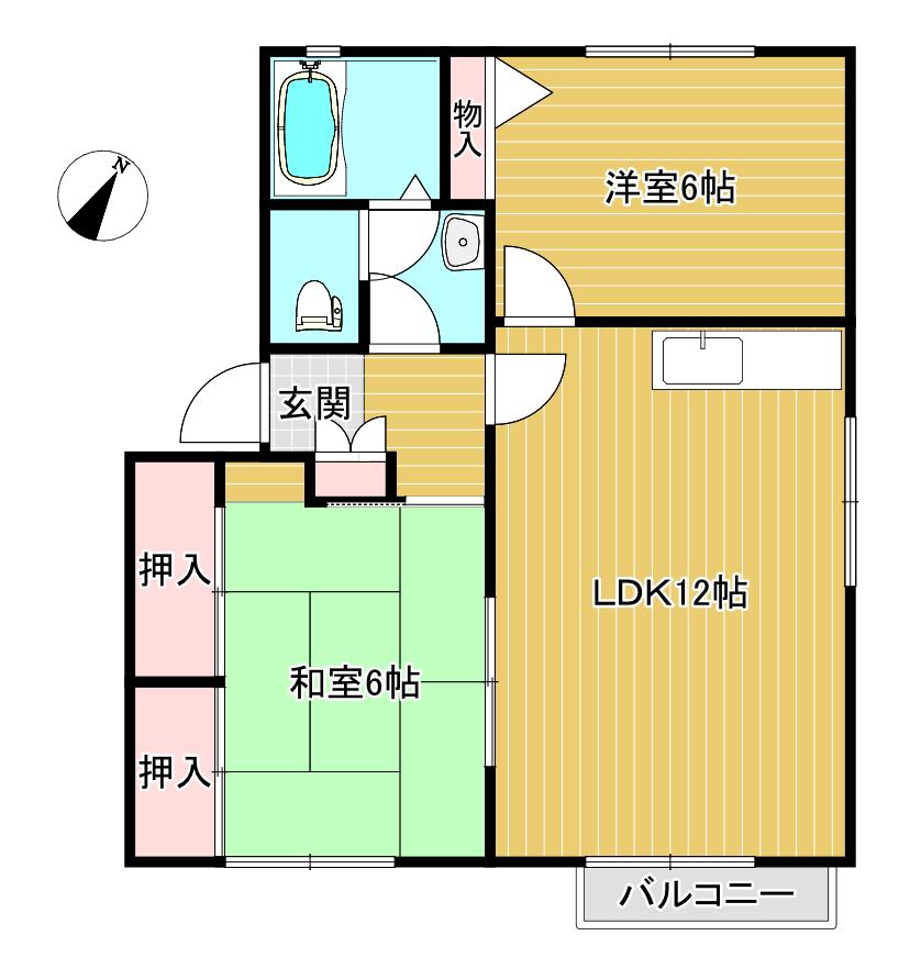 ディアス藤井(2LDK/1階)の間取り写真