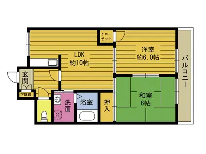 シャルマンコーポ野崎(2LDK/3階)の間取り写真