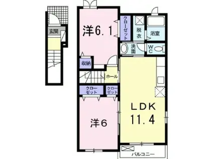 ブリーゼ(2LDK/2階)の間取り写真