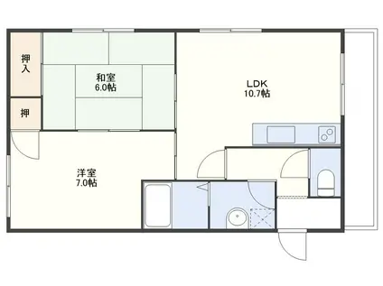 グリスティー小ヶ倉(2LDK/2階)の間取り写真