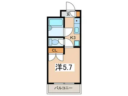 カサリンダVIII(1K/3階)の間取り写真