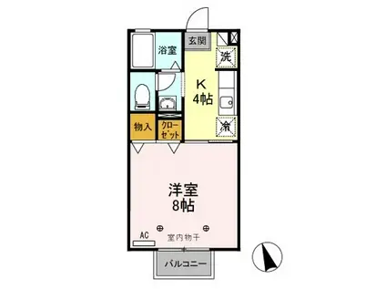 ソレイユ(1K/2階)の間取り写真