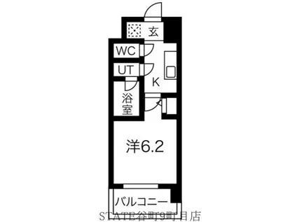 スプランディッド難波(1K/6階)の間取り写真