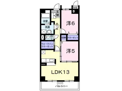 プレジールII(2LDK/1階)の間取り写真