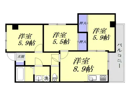 熊野第1コーポ(3DK/2階)の間取り写真