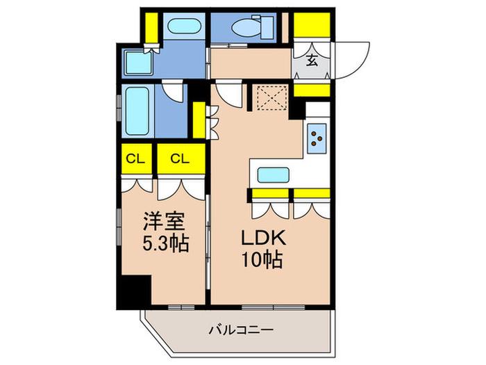 リーガル神戸三宮II(1LDK/4階)の間取り写真